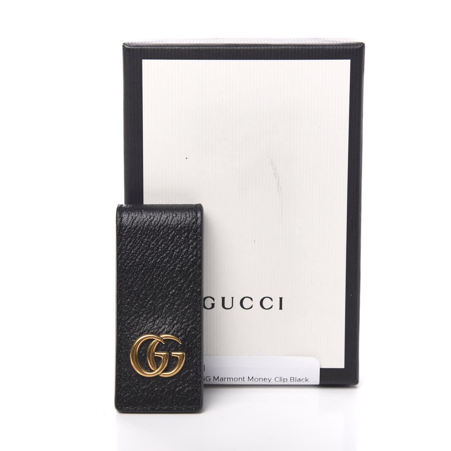 Gucci Calfskin Boar Effect GG Marmont Money Clip Black 6 of 6