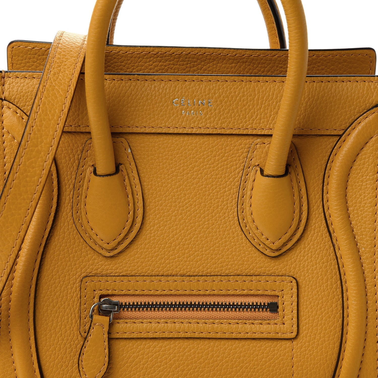 Celine Drummed Calfskin Nano Luggage Ocre 10 of 10