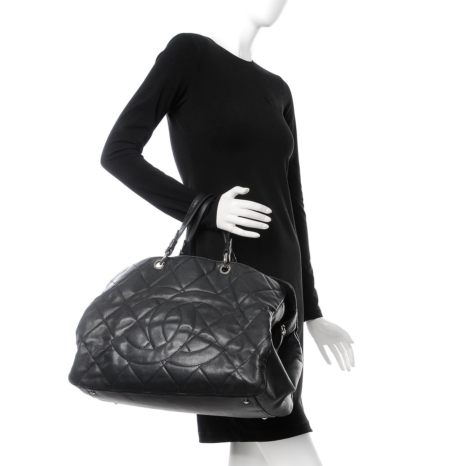 Chanel Soft Caviar Quilted Large Timeless Tote Black 2 of 10