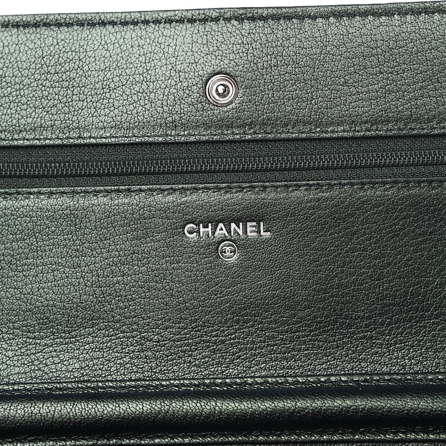 Chanel Iridescent Goatskin Quilted Wallet On Chain WOC Green 6 of 10
