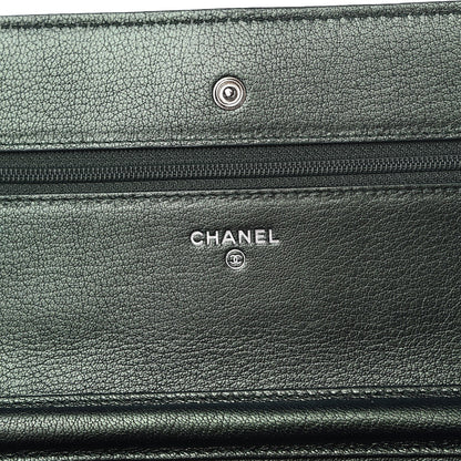 Chanel Iridescent Goatskin Quilted Wallet On Chain WOC Green 6 of 10