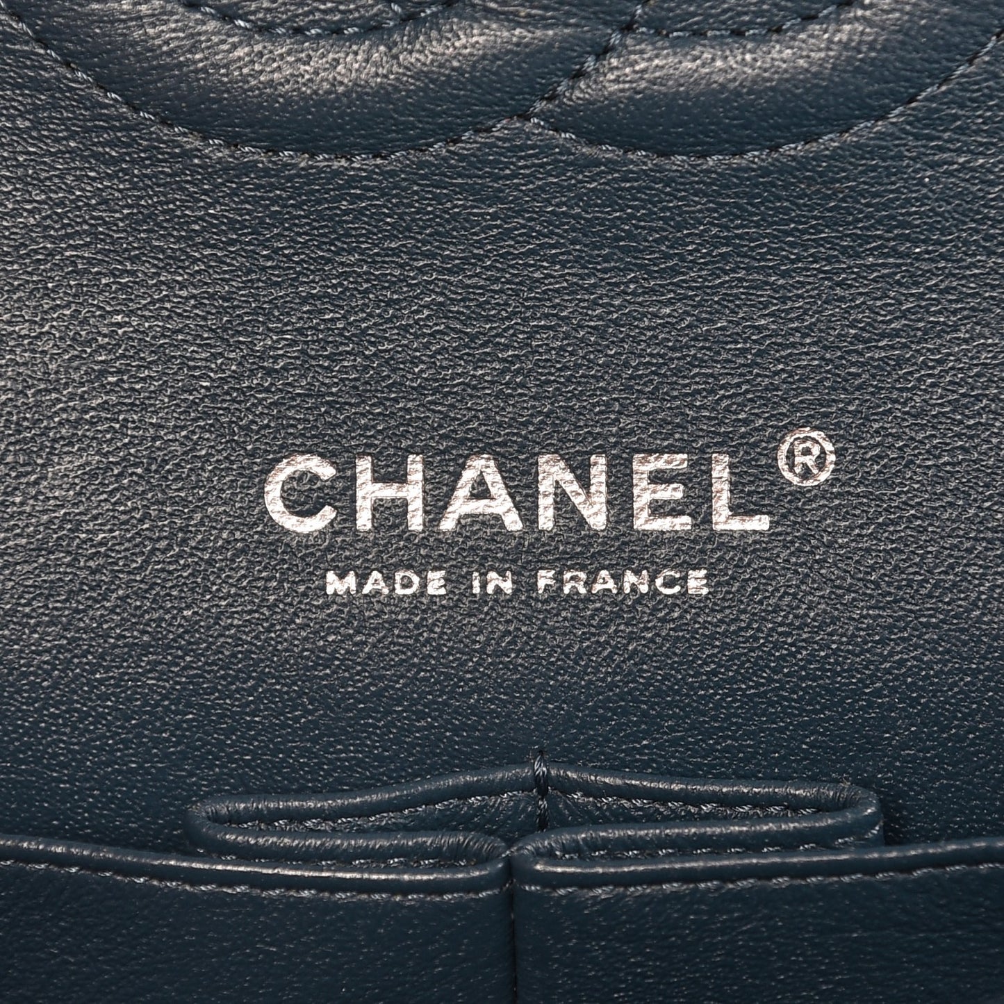 Metallic Caviar Quilted Medium Double Flap Dark Blue