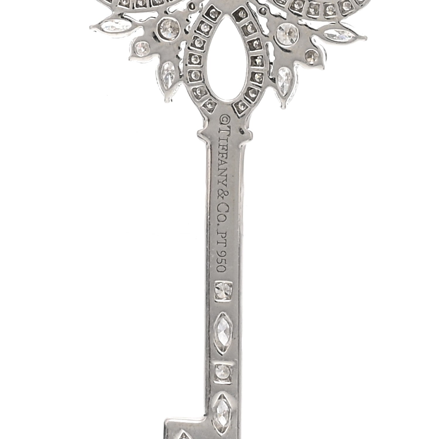 Tiffany Platinum Diamond Victoria Key Pendant Necklace 4 of 5