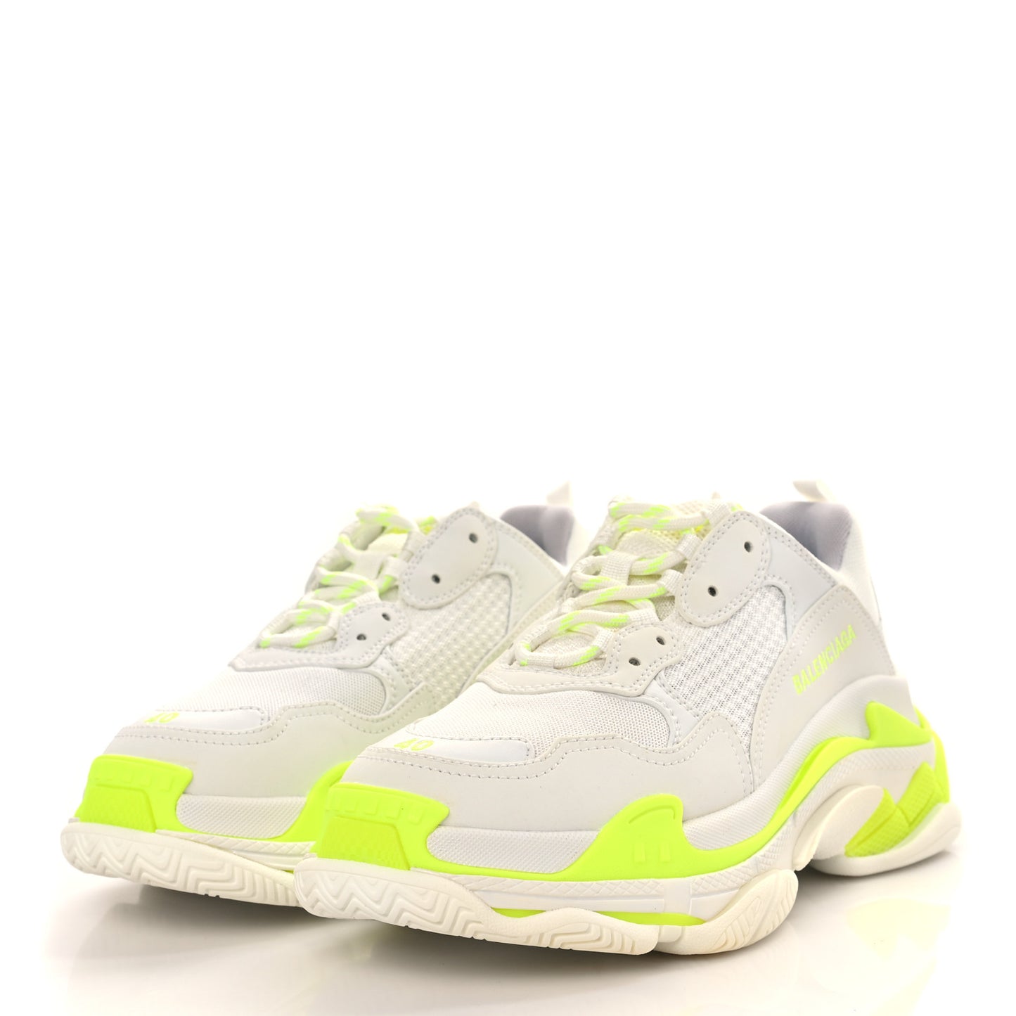 Fabric Mesh Womens Triple S Sneakers 40 Fluo Yellow White Grey