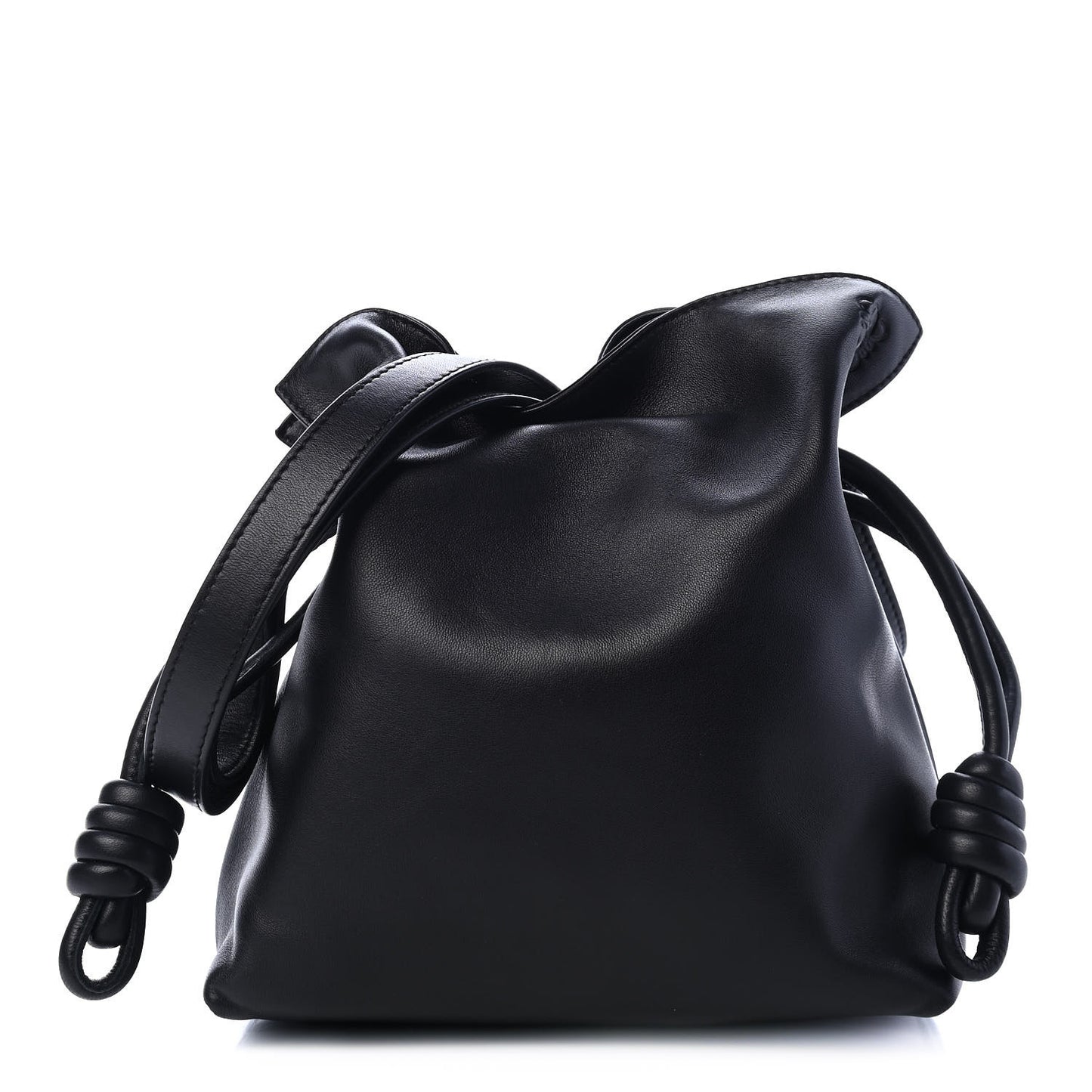 Calfskin Small Flamenco Knot Bag Black