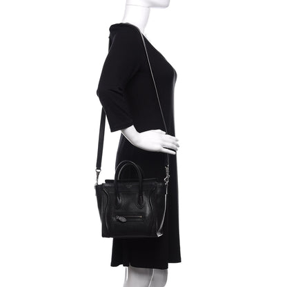 Celine Drummed Calfskin Nano Luggage Black 2 of 11