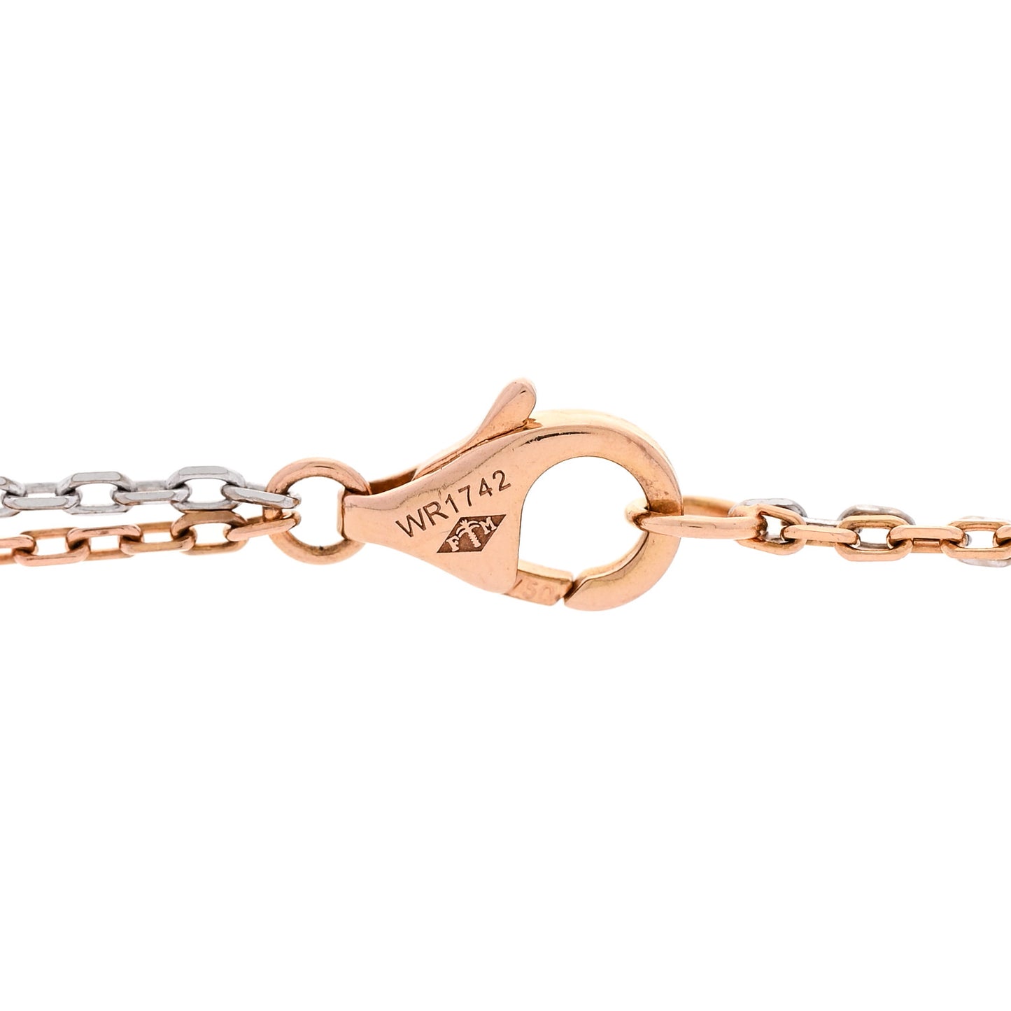 18K White Pink Gold Diamond Three Ring LOVE Pendant Necklace
