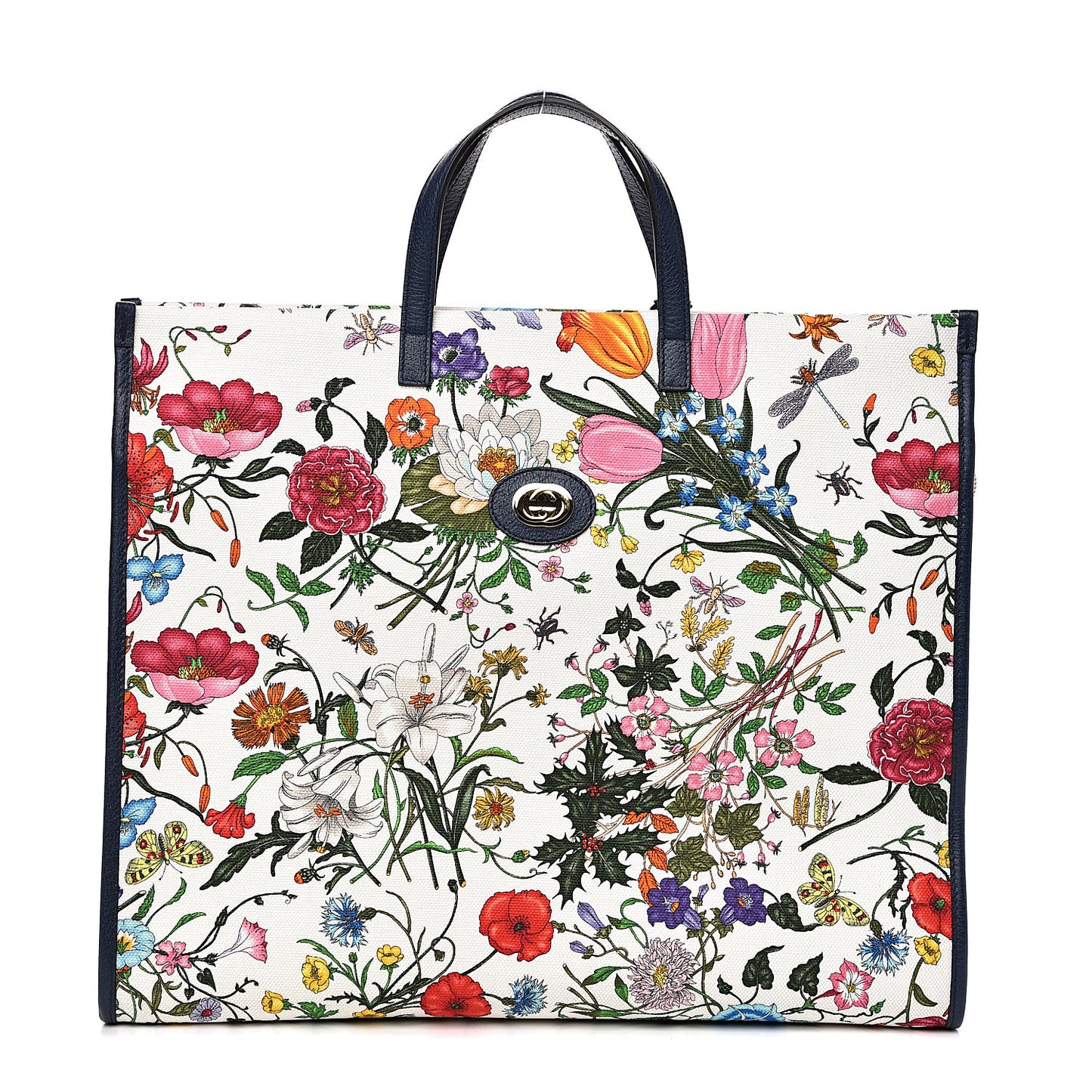 Canvas Large Flora Tote Navy Multicolor