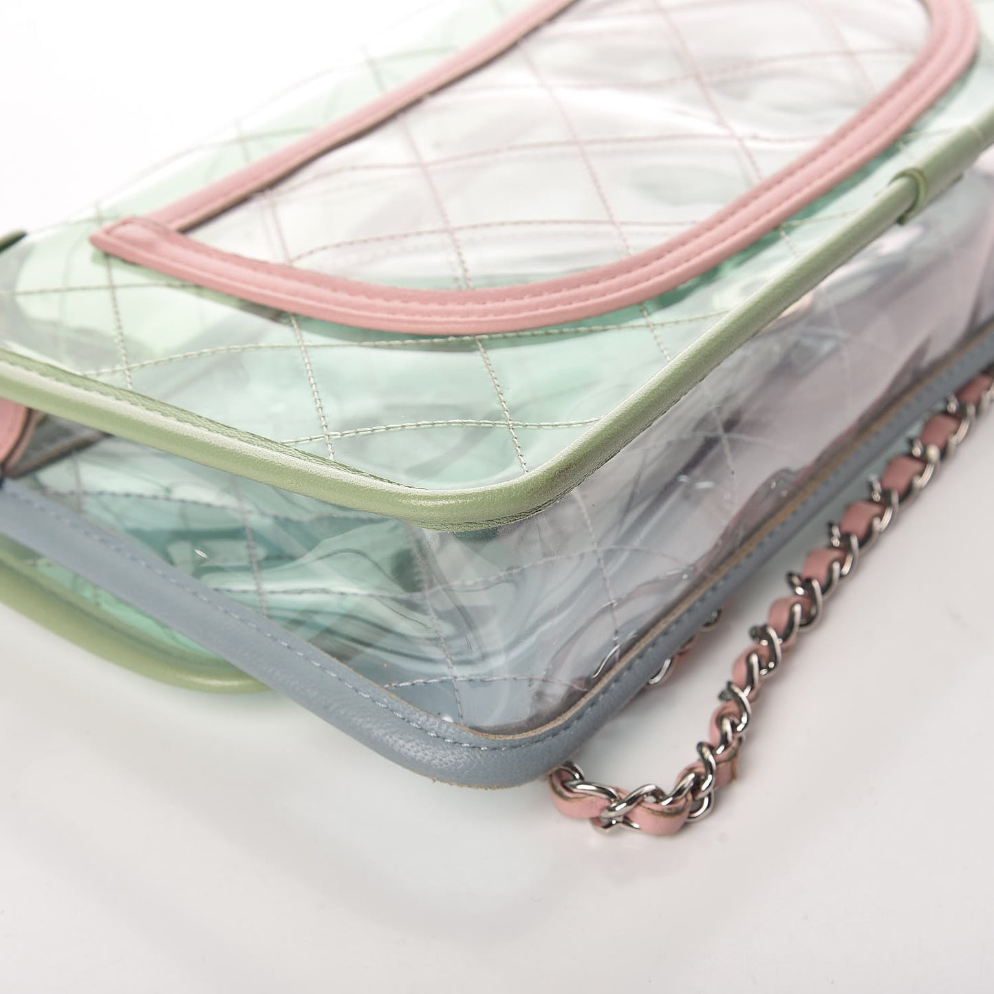 Lambskin PVC Quilted Medium Coco Splash Flap Blue Green