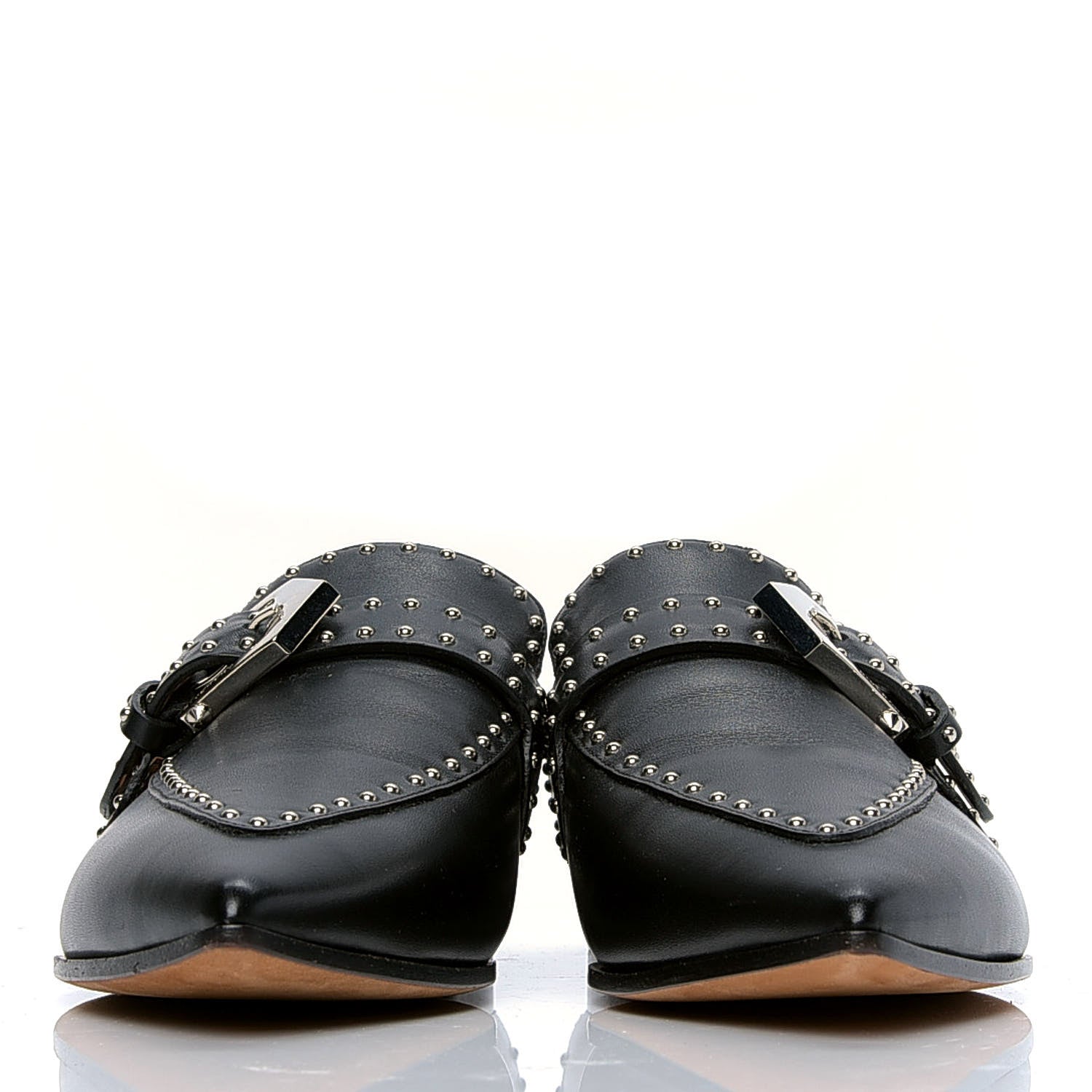 Givenchy Calfskin Studded Elegant Loafer Mule 38 Black 2 of 6