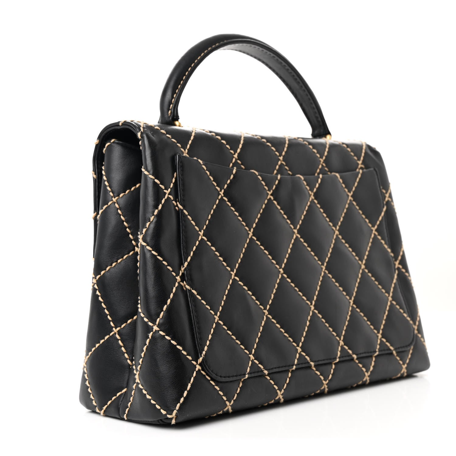Chanel Calfskin Wild Stitch Surpique Jumbo Kelly Flap Bag Black 3 of 14