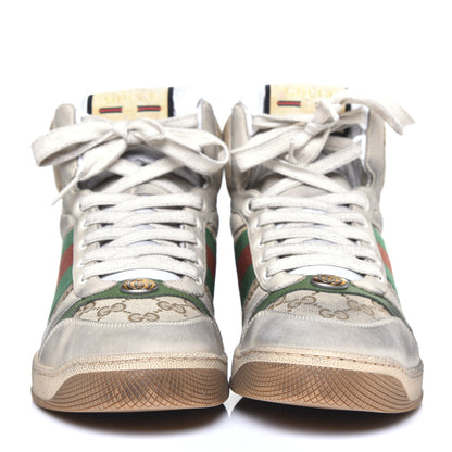 Gucci GG Monogram Nubuck Web Mens Screener High Top Sneakers 6 New Sand Dusty Milk Vintage Green 3 of 13