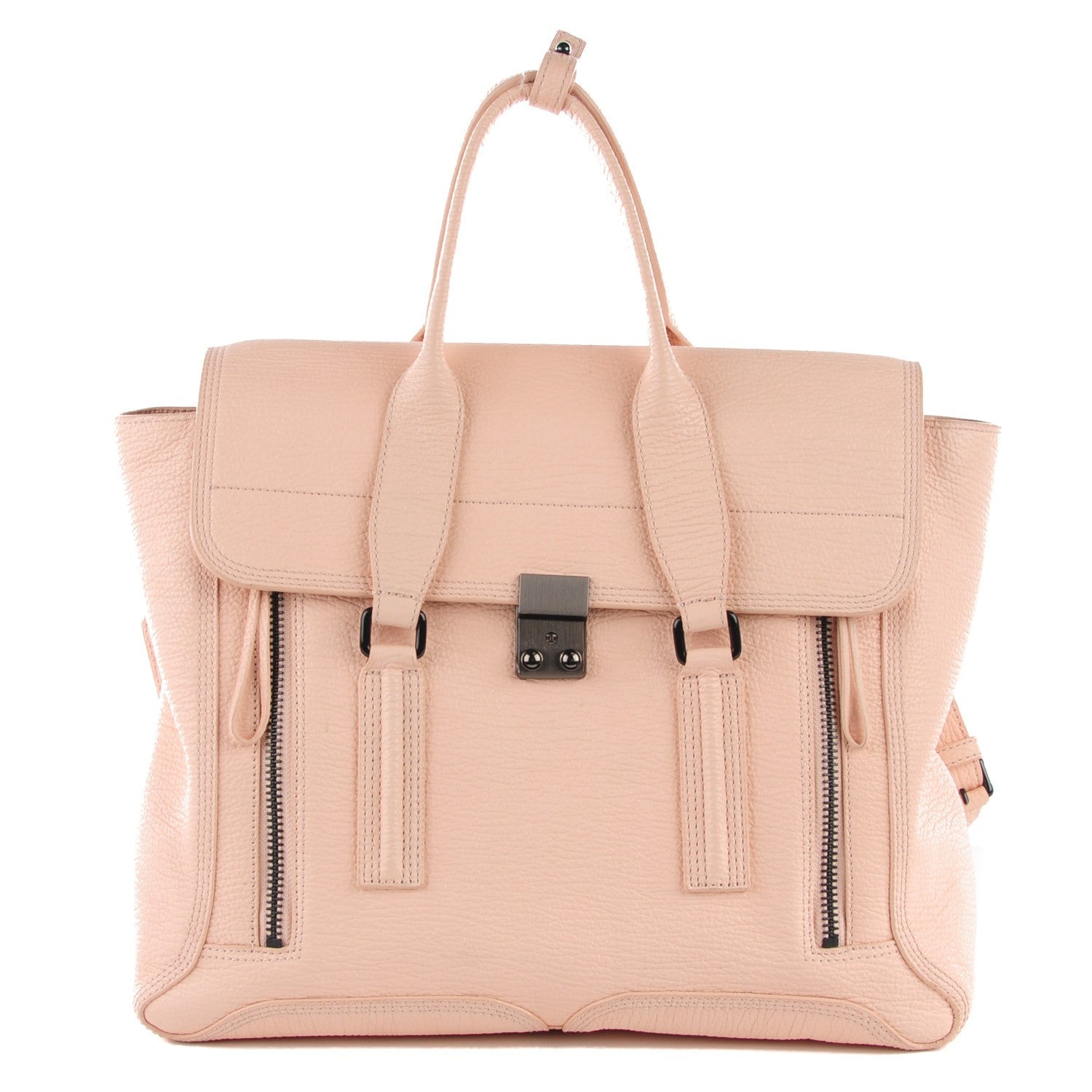 3.1 Phillip Lim 3.1 Textured Calfskin Large Pashli Satchel Blush 1 of 9