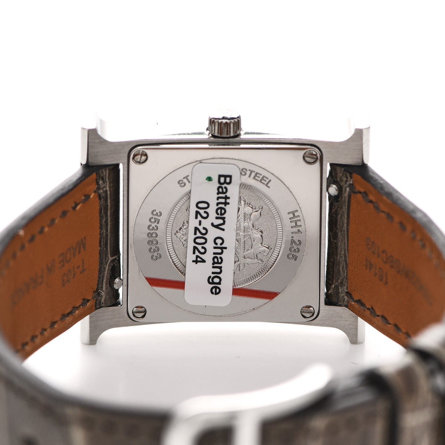 Stainless Steel Alligator Diamond Bezel Mother of Pearl 21mm Heure H Hour Quartz Watch Gris Elephant