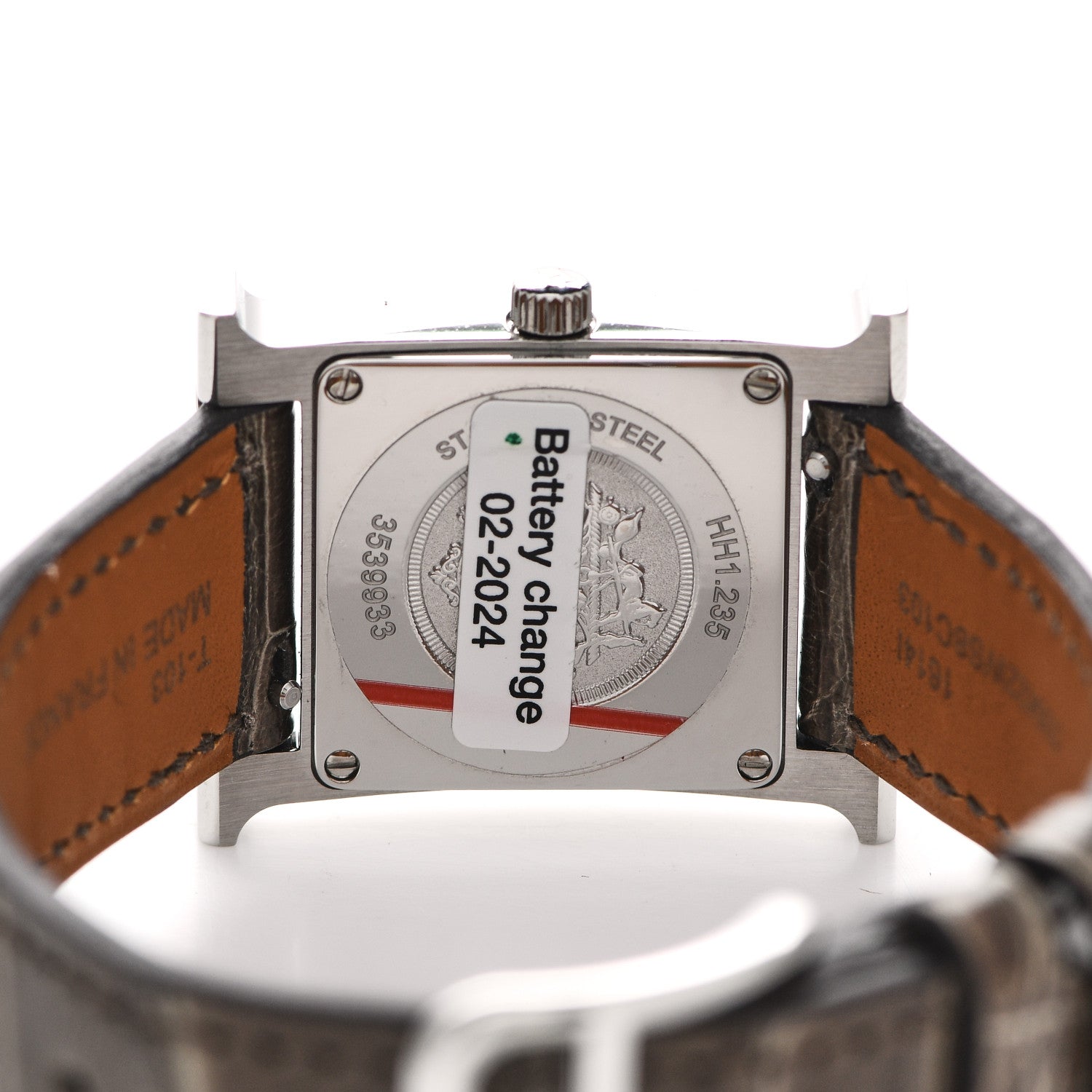 Hermes Stainless Steel Alligator Diamond Bezel Mother of Pearl 21mm Heure H Hour Quartz Watch Gris Elephant 4 of 5