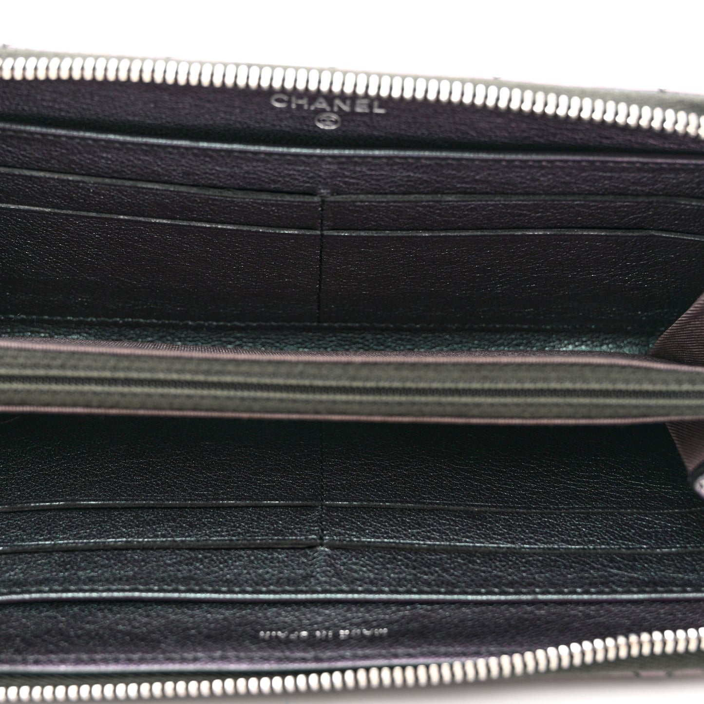 Iridescent Goatskin Quilted Large Zip Around Wallet Purple