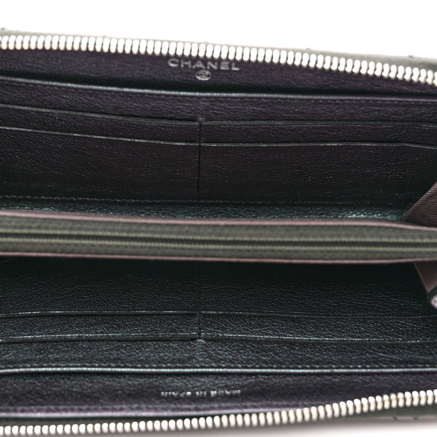 Chanel Iridescent Goatskin Quilted Large Zip Around Wallet Purple 5 of 9