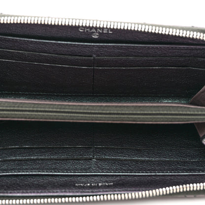 Chanel Iridescent Goatskin Quilted Large Zip Around Wallet Purple 5 of 9