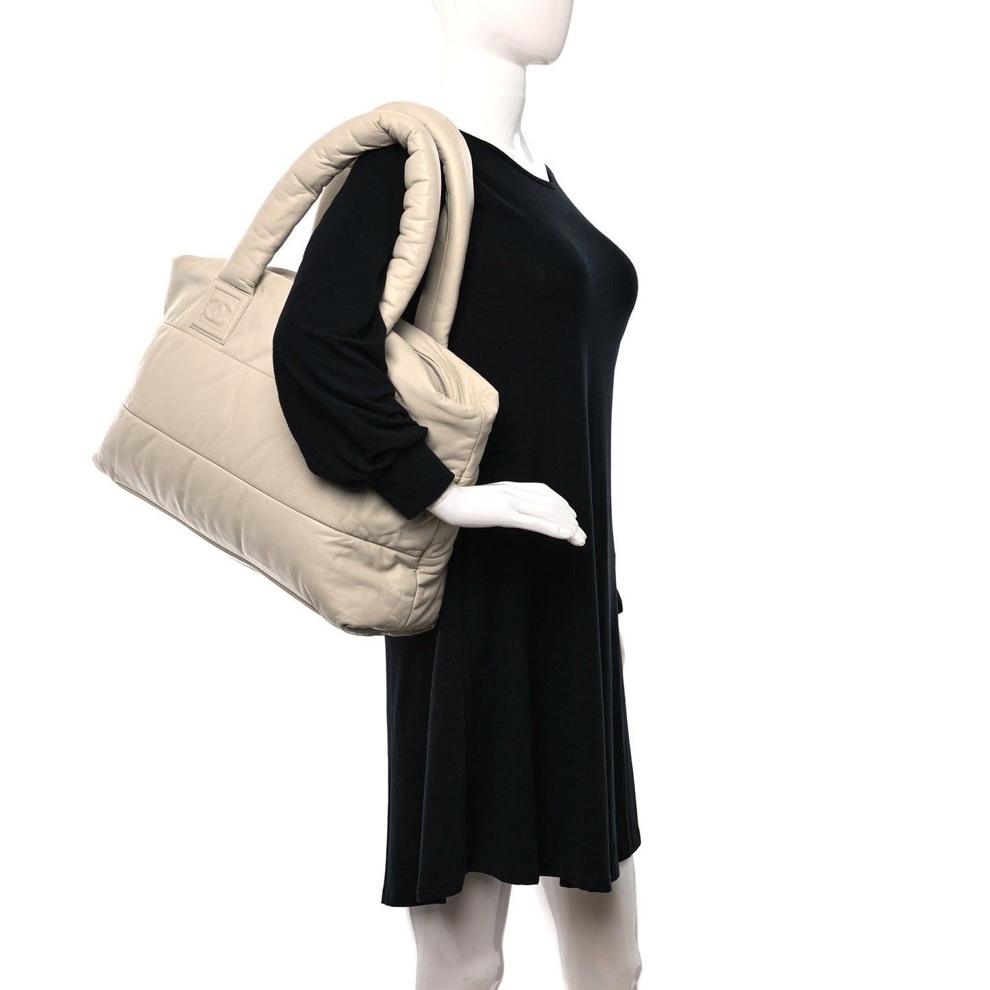Lambskin Quilted Large Coco Cocoon Tote White