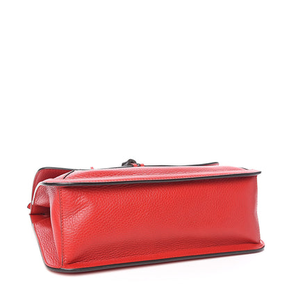 Gucci Pebbled Calfskin Medium Bamboo Daily Flap Shoulder Bag Red 4 of 9