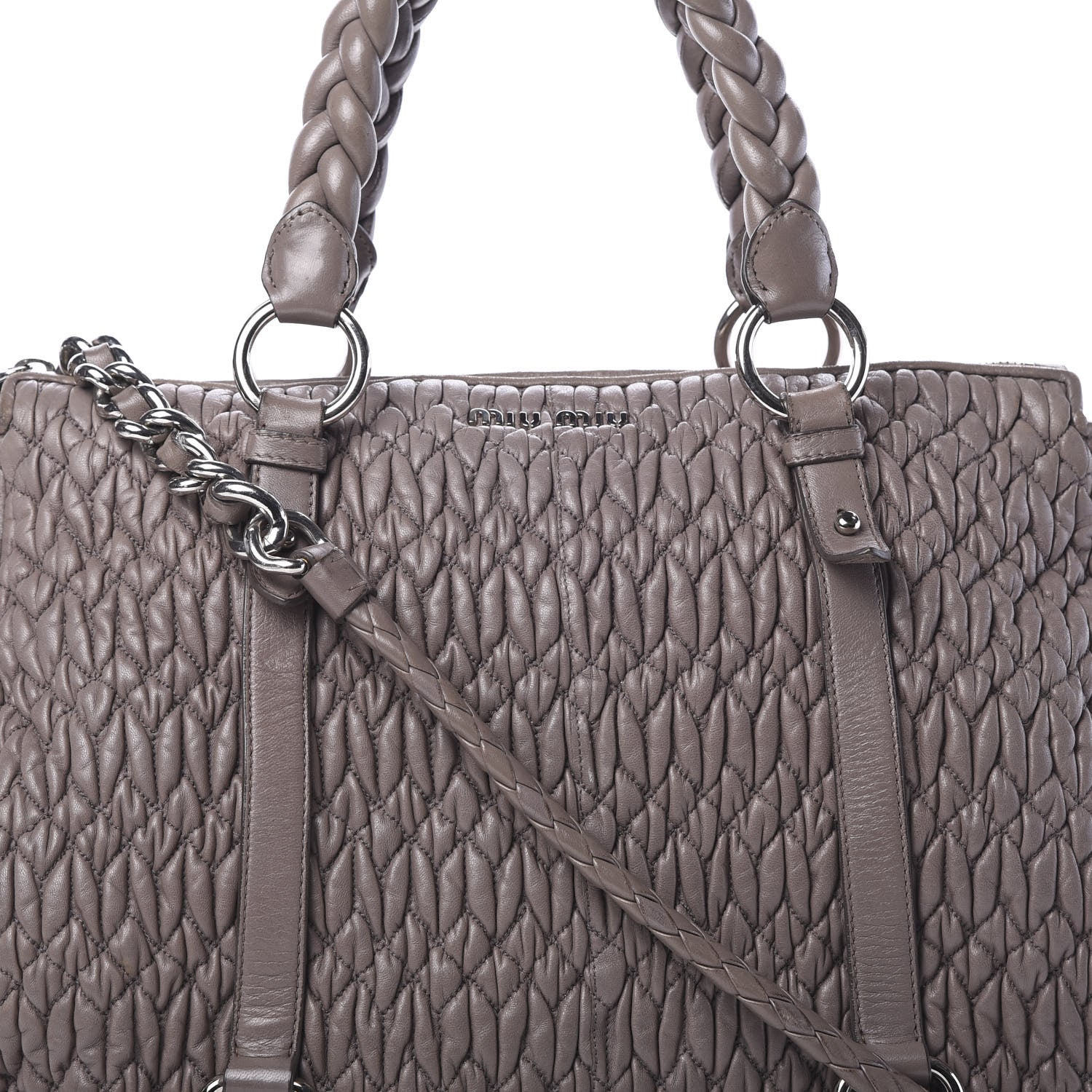 Miu Miu Nappa Matelasse Shopping Tote Argilla 8 of 17