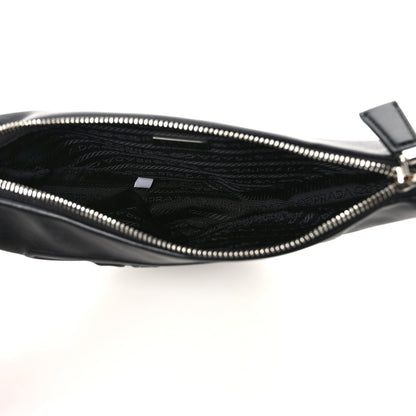 Prada Grace Lux Triangle Logo Embossed Triangle Wristlet Pouch Black 5 of 9