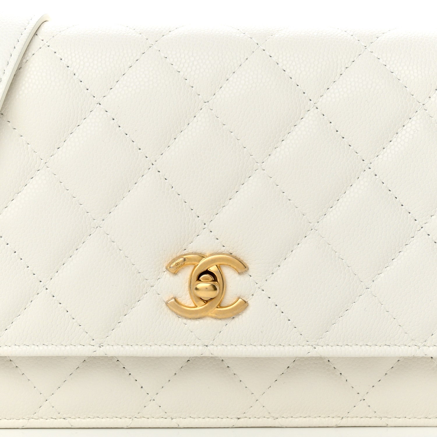 Chanel Caviar Quilted Twist Your Buttons Wallet On Chain WOC White 9 of 14