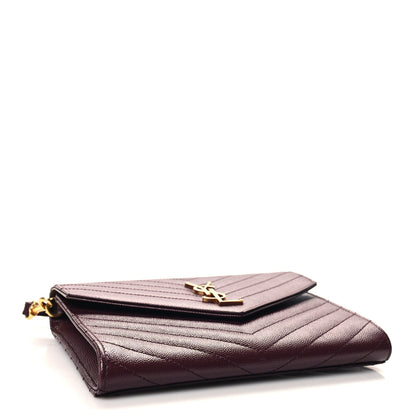 Saint Laurent Grain De Poudre Matelasse Chevron Monogram Envelope Clutch Rouge Legion 4 of 11