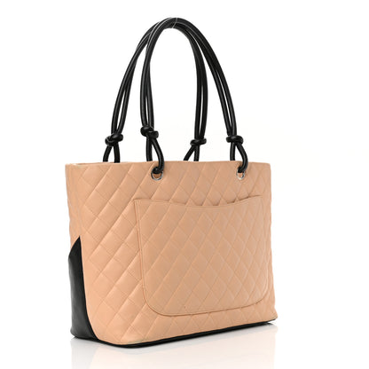 Chanel Calfskin Quilted Large Cambon Tote Beige Black 2 of 11