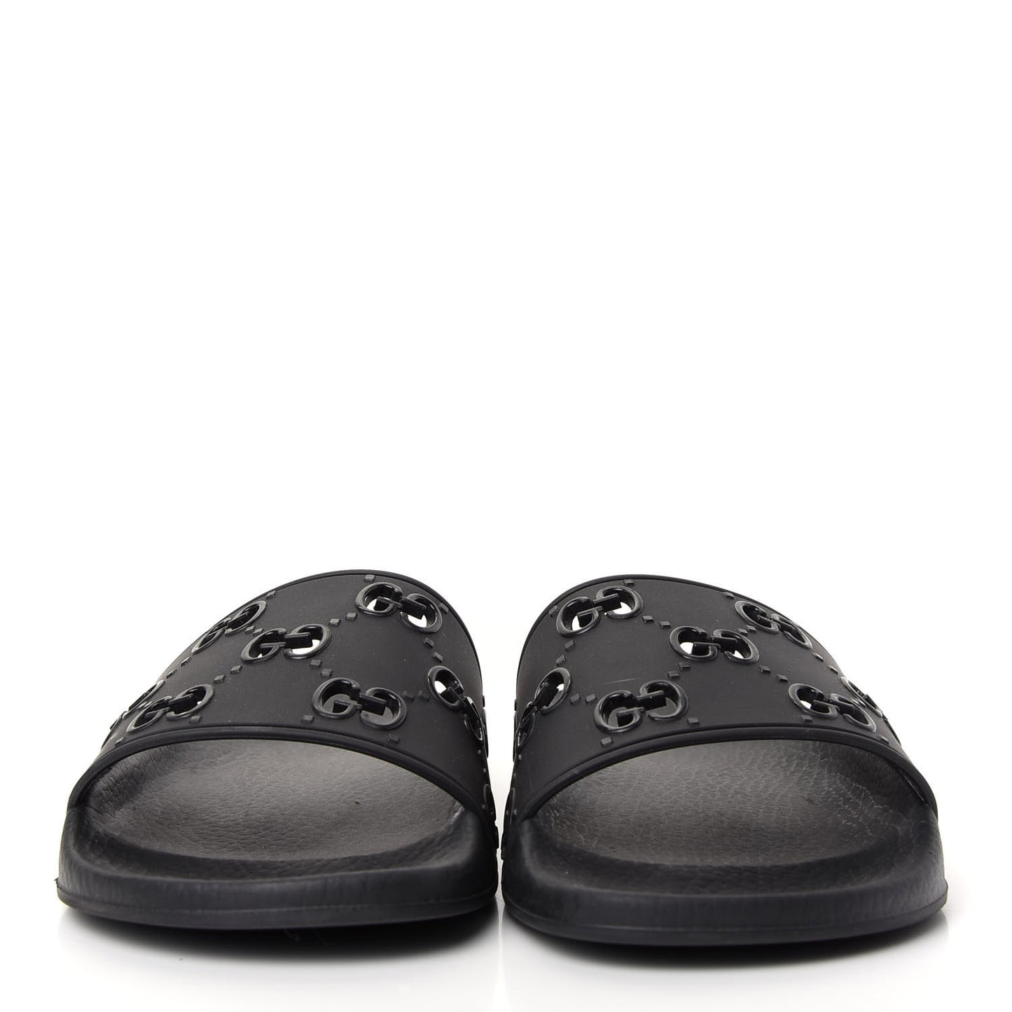 Rubber GG Monogram Perforated Womens Slide Sandals 39 Black