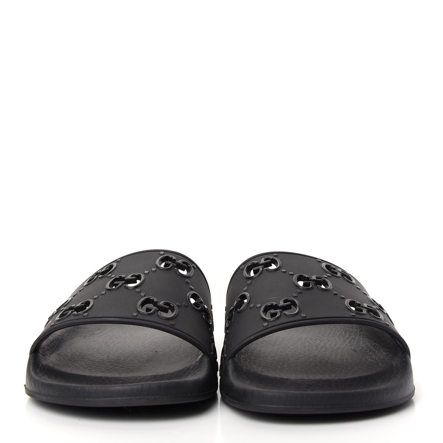 Gucci Rubber GG Monogram Perforated Womens Slide Sandals 39 Black 2 of 10