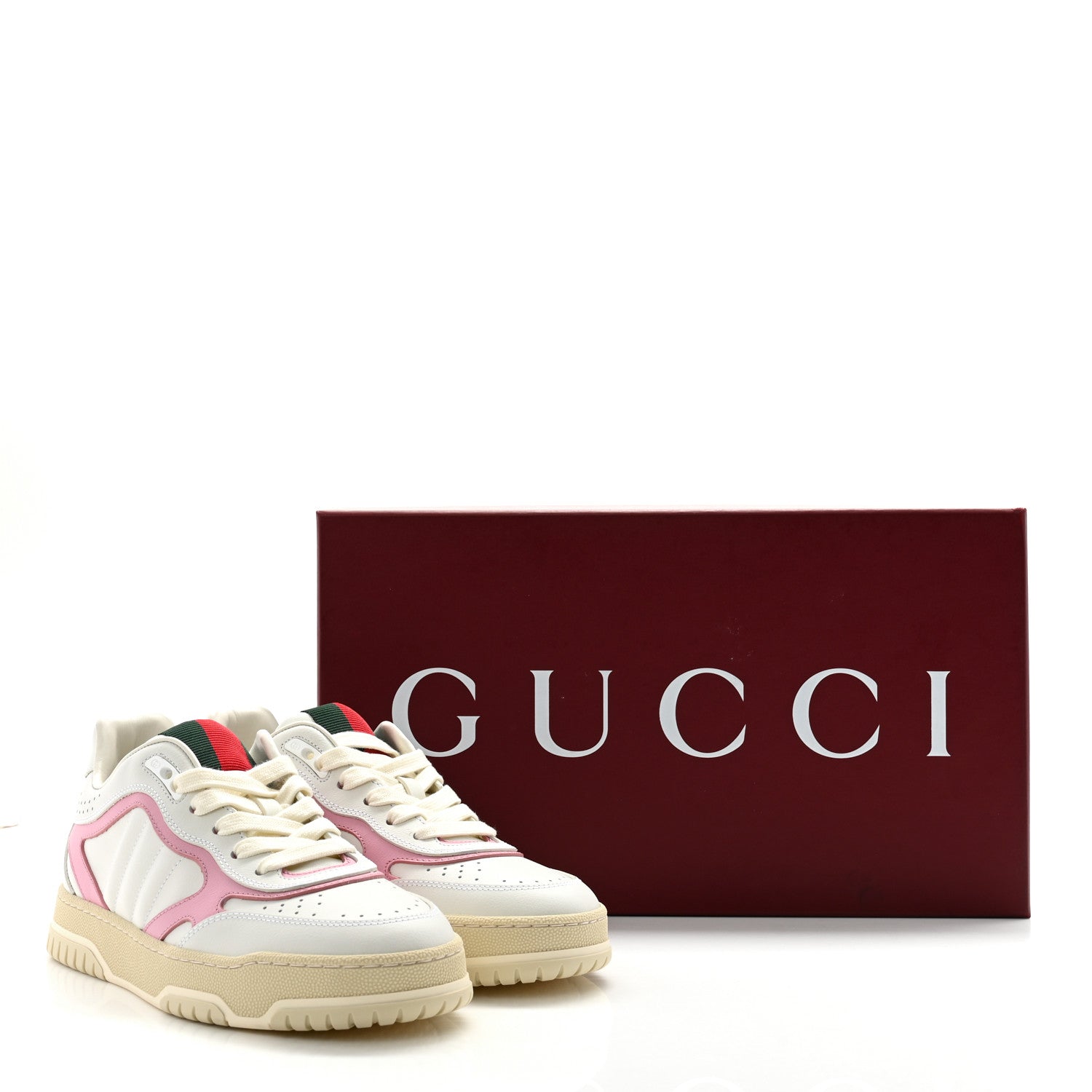 Gucci Calfskin Womens Re-Web Sneakers 36 White Pink 9 of 9