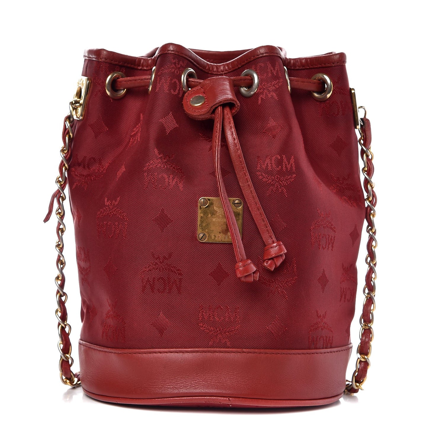 Nylon Monogram Bucket Shoulder Bag Red