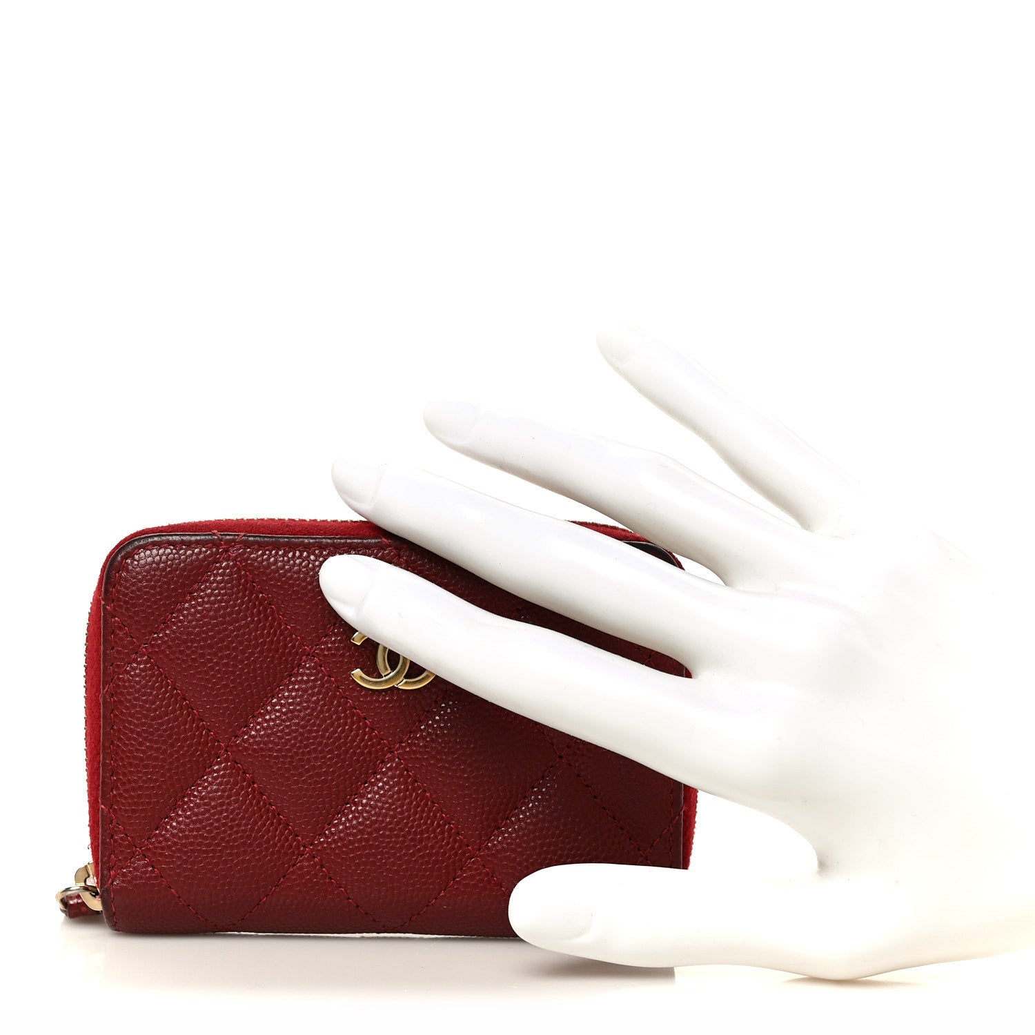 Chanel Caviar Quilted Zip Around Coin Purse Burgundy 2 of 9