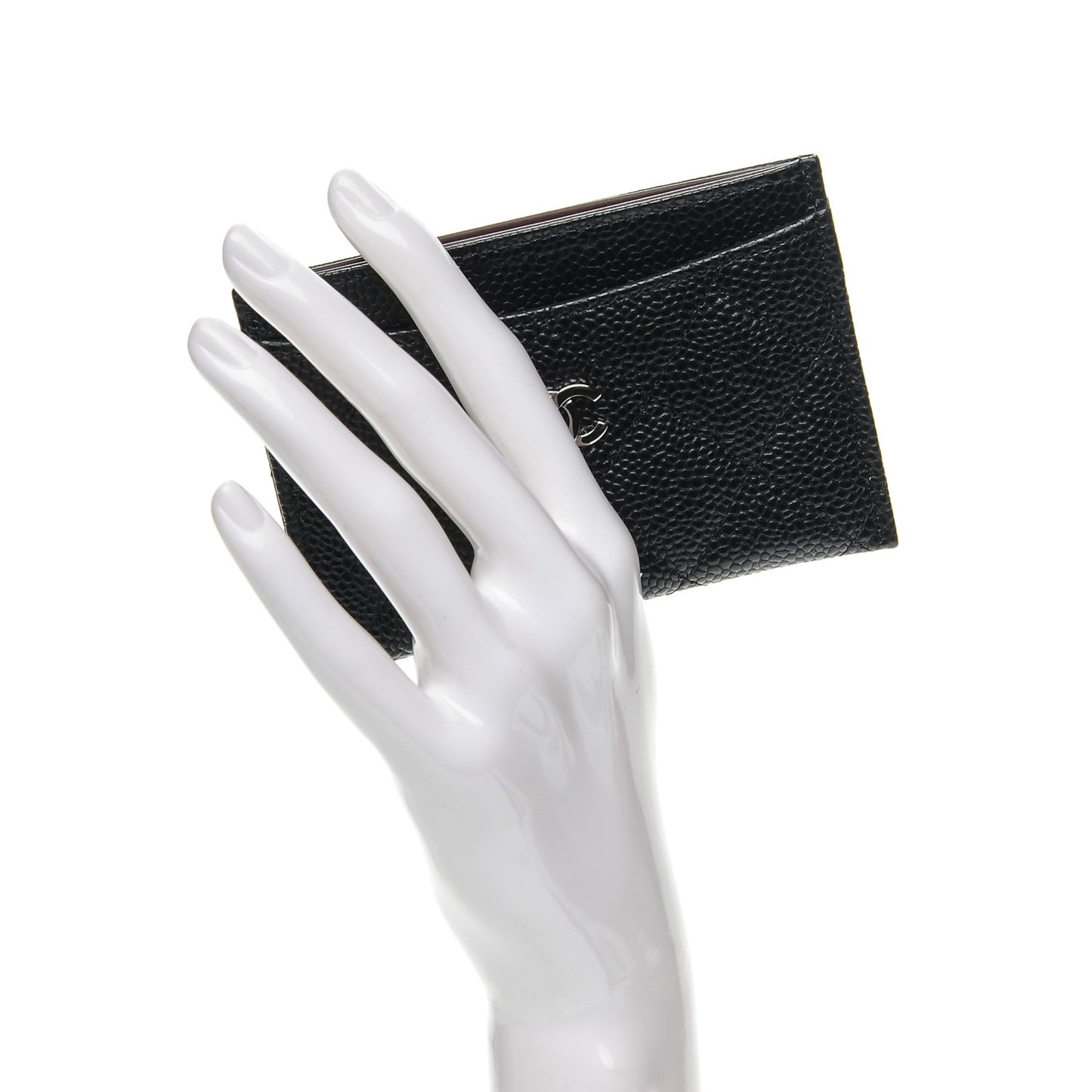 Caviar Quilted Card Holder Black