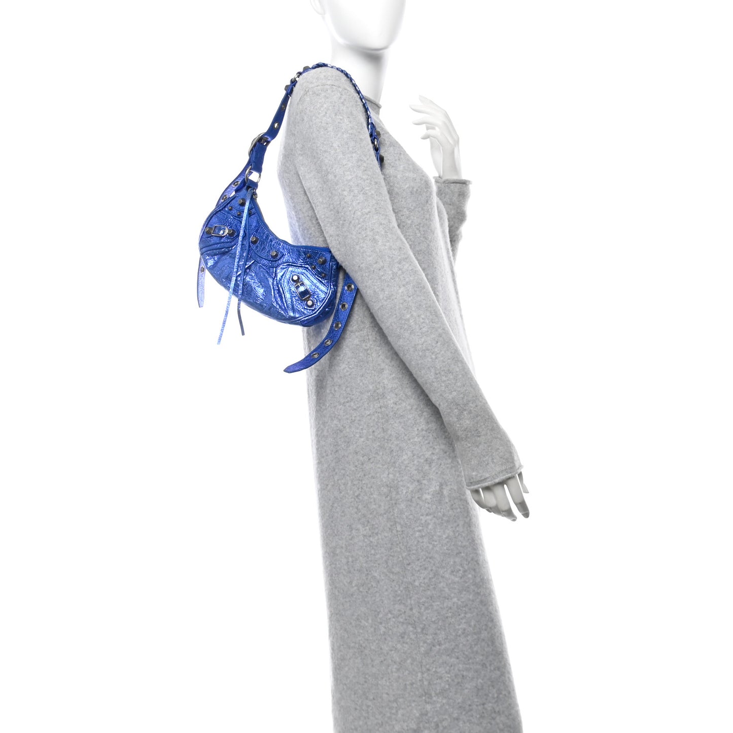 Metallic Arena Agneau Le Cagole Shoulder Bag XS Blue