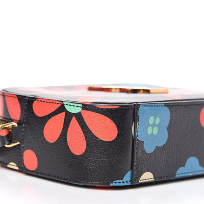 Saint Laurent Calfskin Floral Print Small Classic Monogram Camera Bag Black 7 of 8