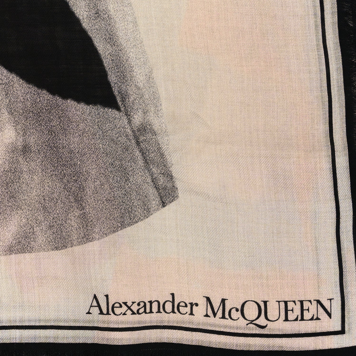 Alexander McQueen Silk Floral Print Dress Shawl Pearl Pink 2 of 3