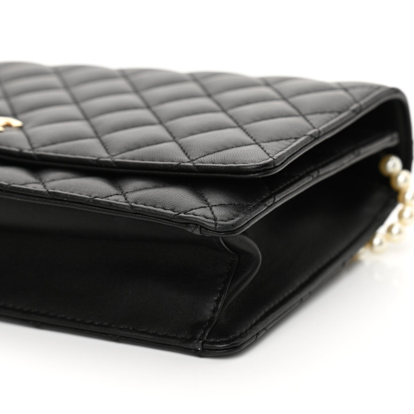 Lambskin Quilted Fantasy Pearl Flap Black