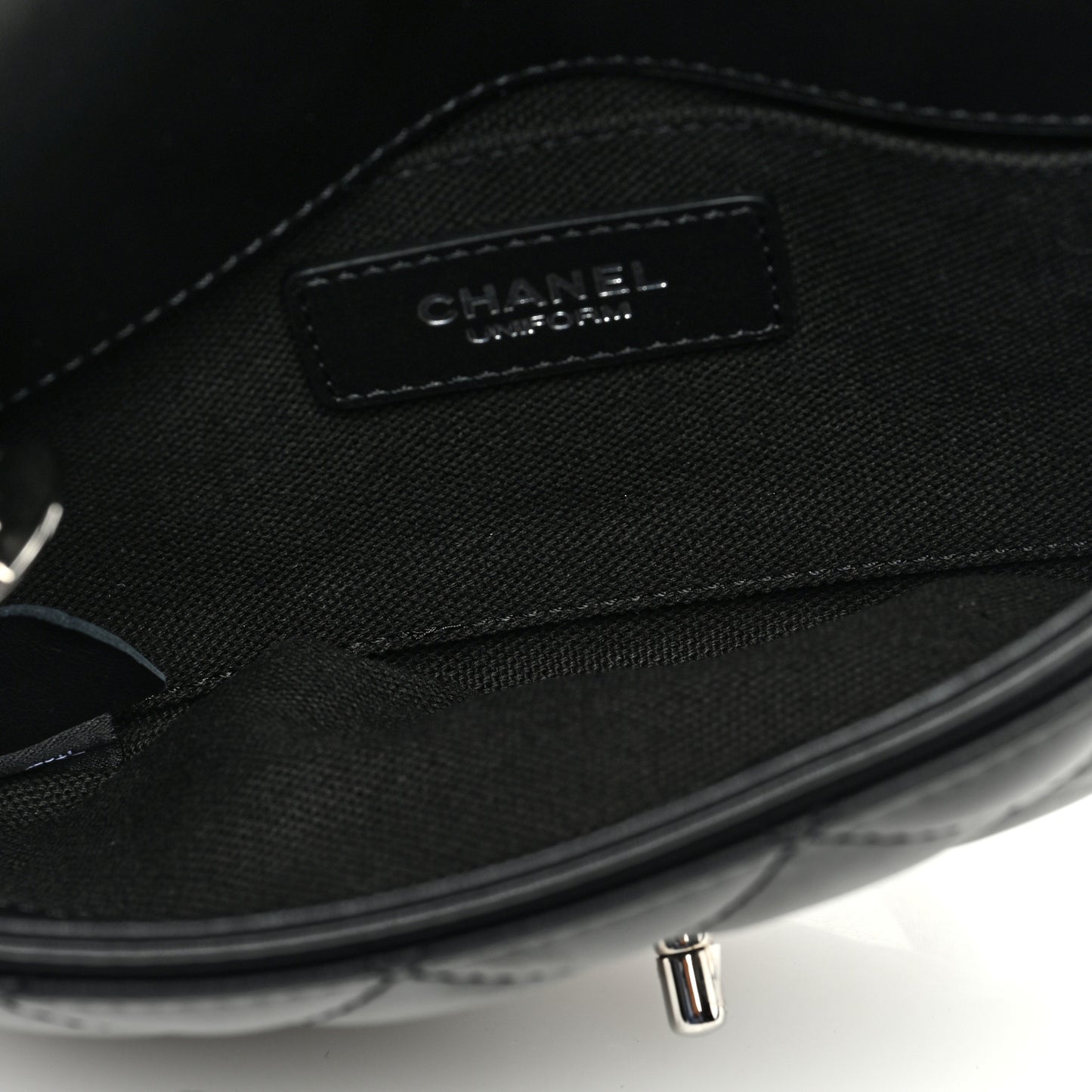 Calfskin Quilted CC Uniform Flap Belt Bag Black
