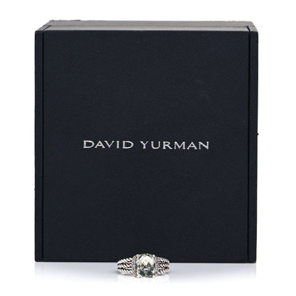 David Yurman Sterling Silver Diamond Prasiolite 10mm Petite Wheaton Ring 57 8 5 of 5