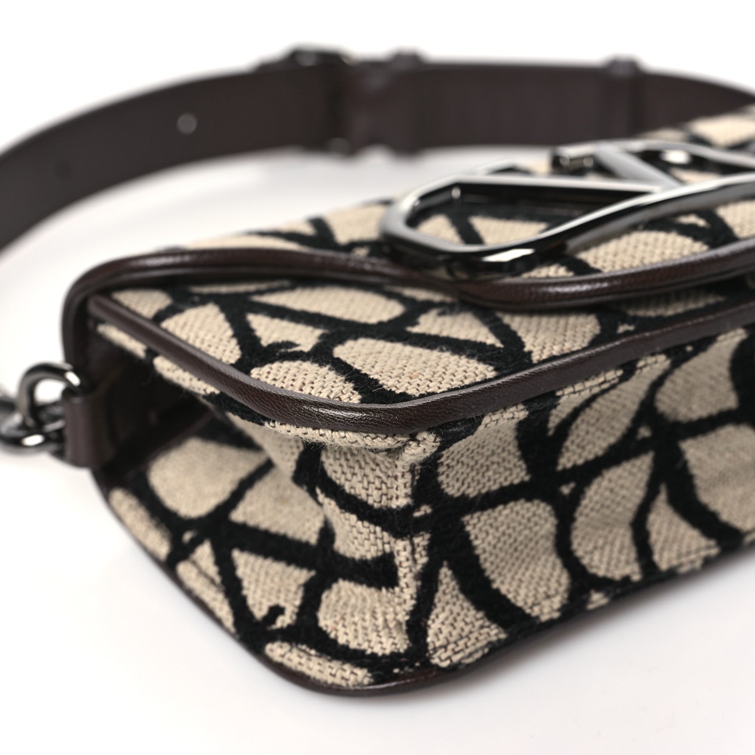 Valentino Garavani Toile Iconographe Goatskin Vlogo Mini Loco Shoulder Bag Beige Black 8 of 10