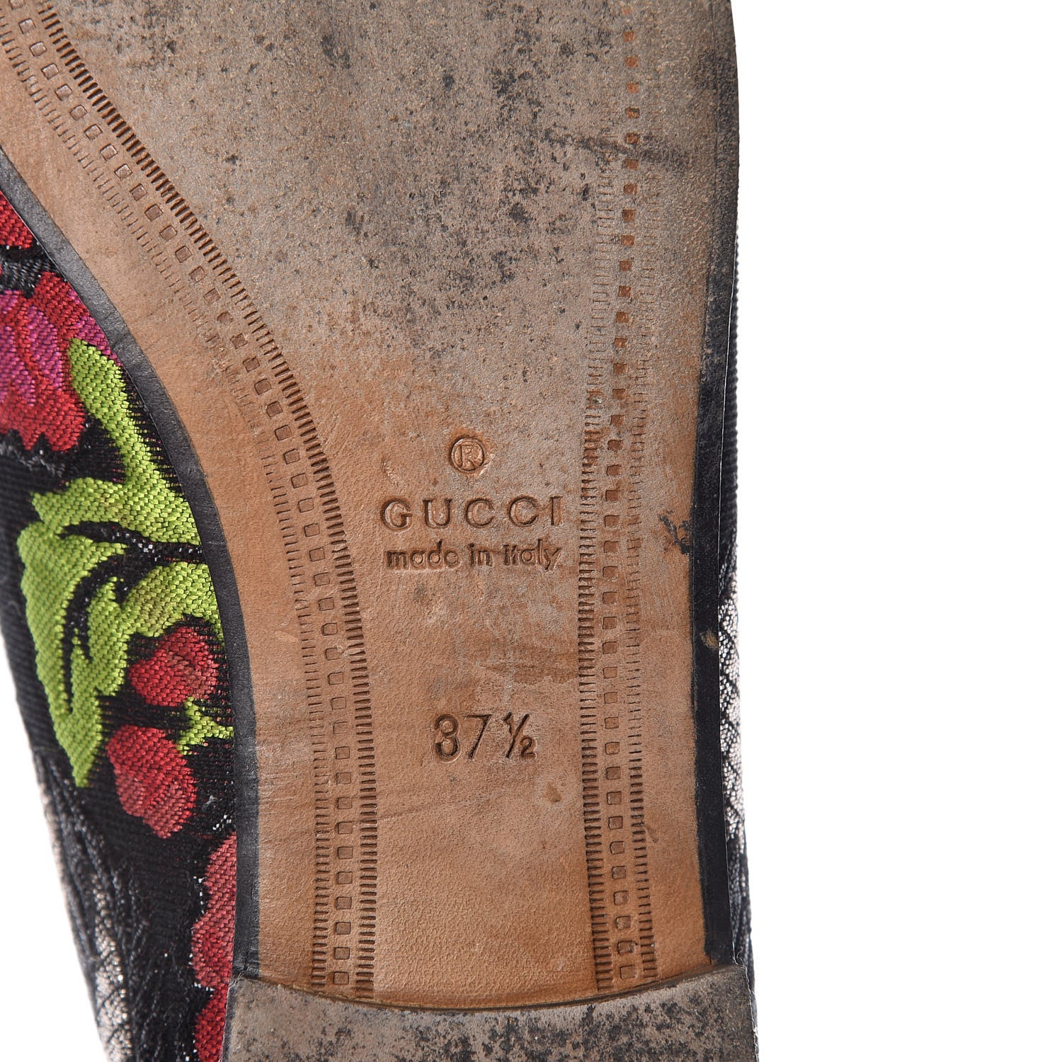 Gucci Floral Jacquard Horsebit Womens Jordaan Loafers 37.5 Multi 9 of 15