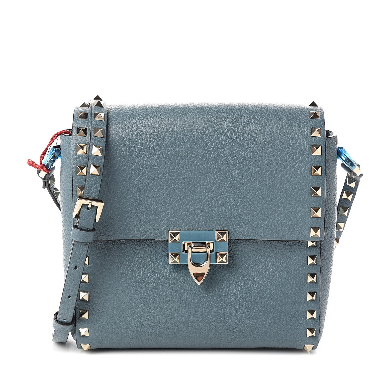 Valentino Garavani Pebbled Calfskin Rockstud Flip Lock Flap Messenger Bag Amadeus 1 of 8