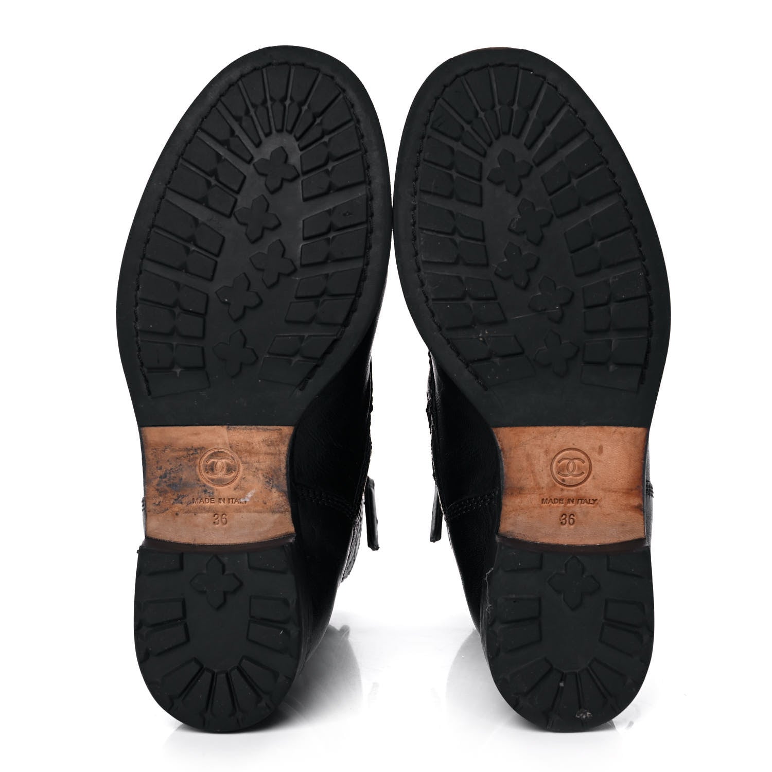 Chanel Calfskin Quilted Lace Up Combat Boots 36 Black 5 of 8