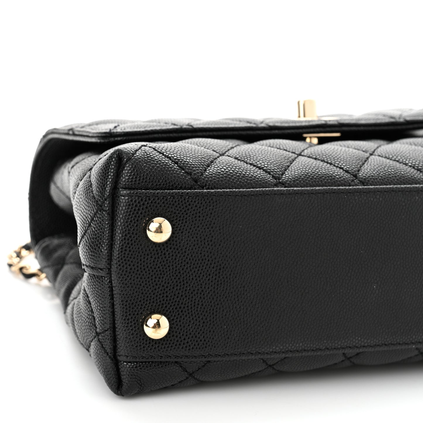 Caviar Quilted Mini Coco Handle Flap Black