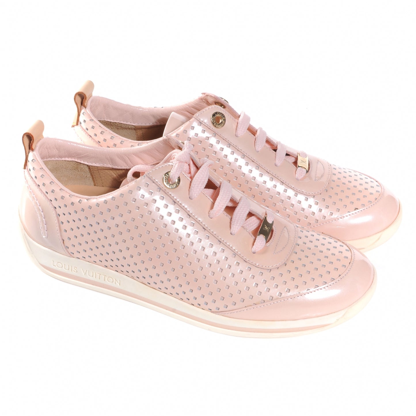 Patent Leather Perforated Sneakers 38 Pink