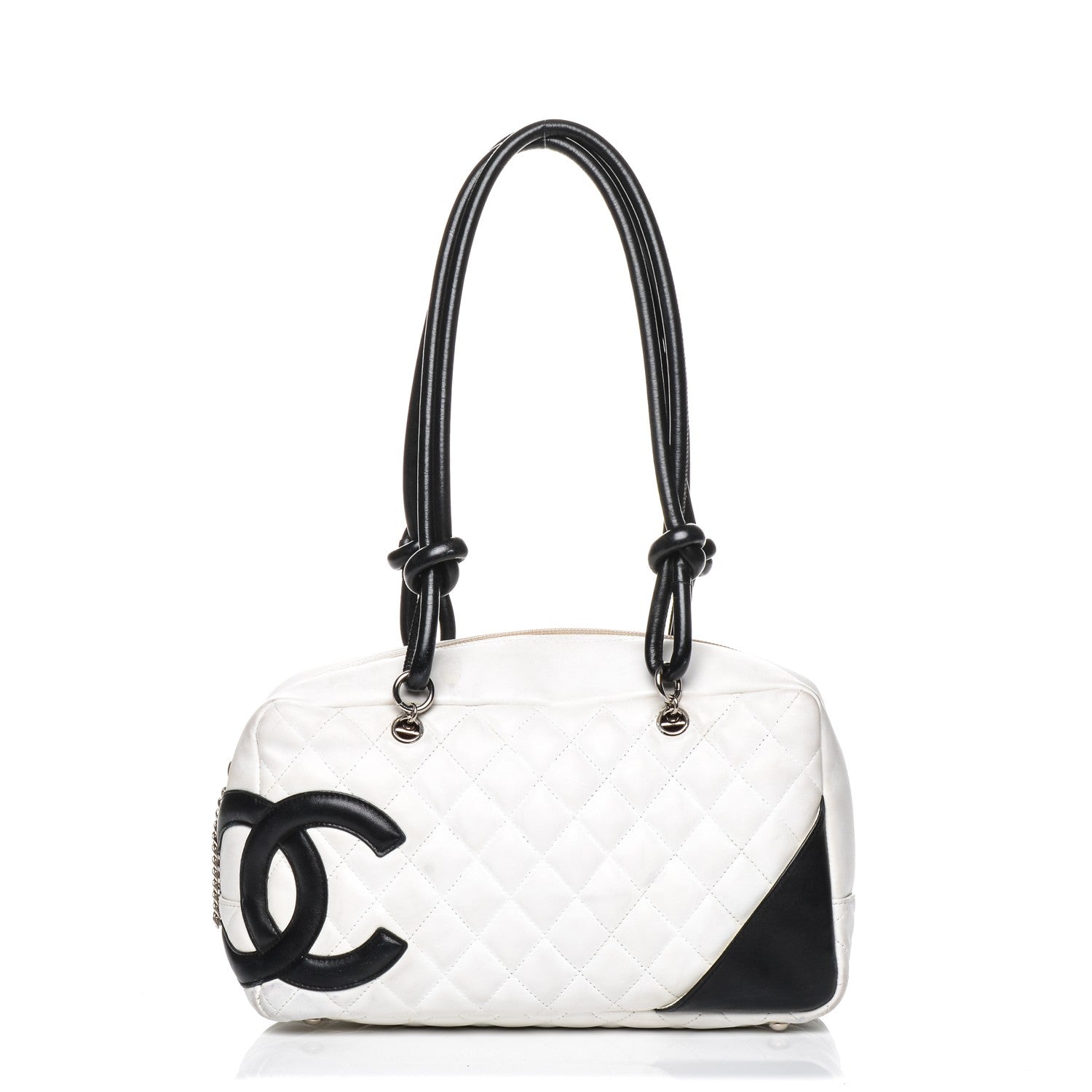 Chanel Calfskin Quilted Large Cambon Bowler White Black 1 of 19