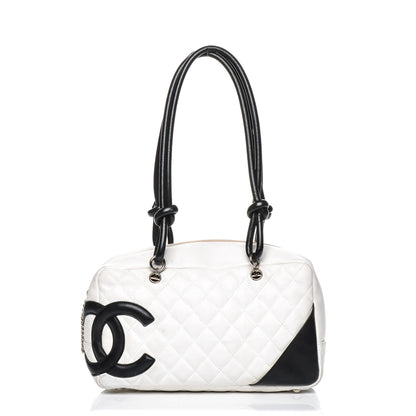 Chanel Calfskin Quilted Large Cambon Bowler White Black 1 of 19