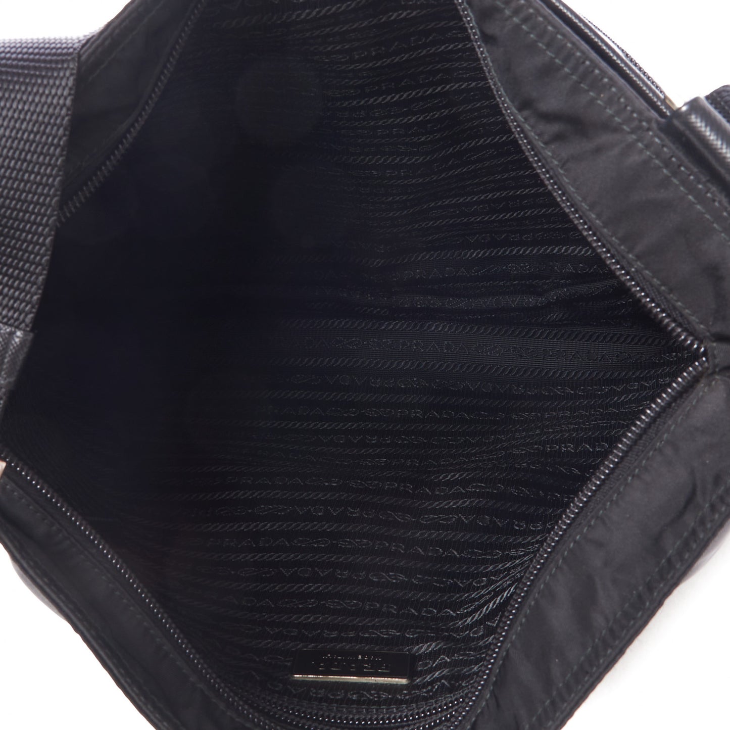Tessuto Nylon Saffiano Messenger Bag Black